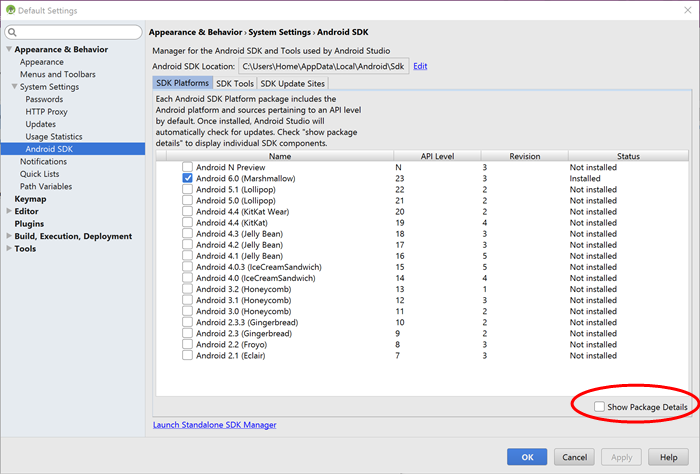 De Android SDK Manager